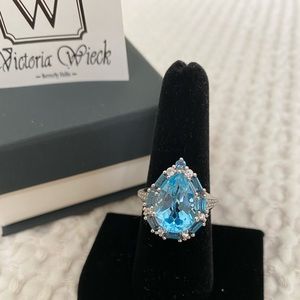 Victoria Wieck Collection Sterling Silver Multi Gemstone Pear Shaped Ring